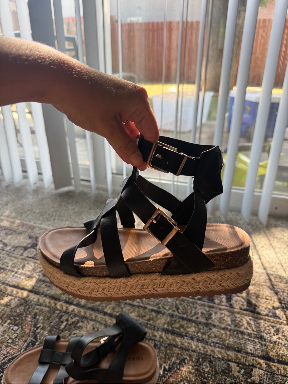 Torrid Black Faux Leather Fisherman Flatform Espadrille Sandals - WW 8.5